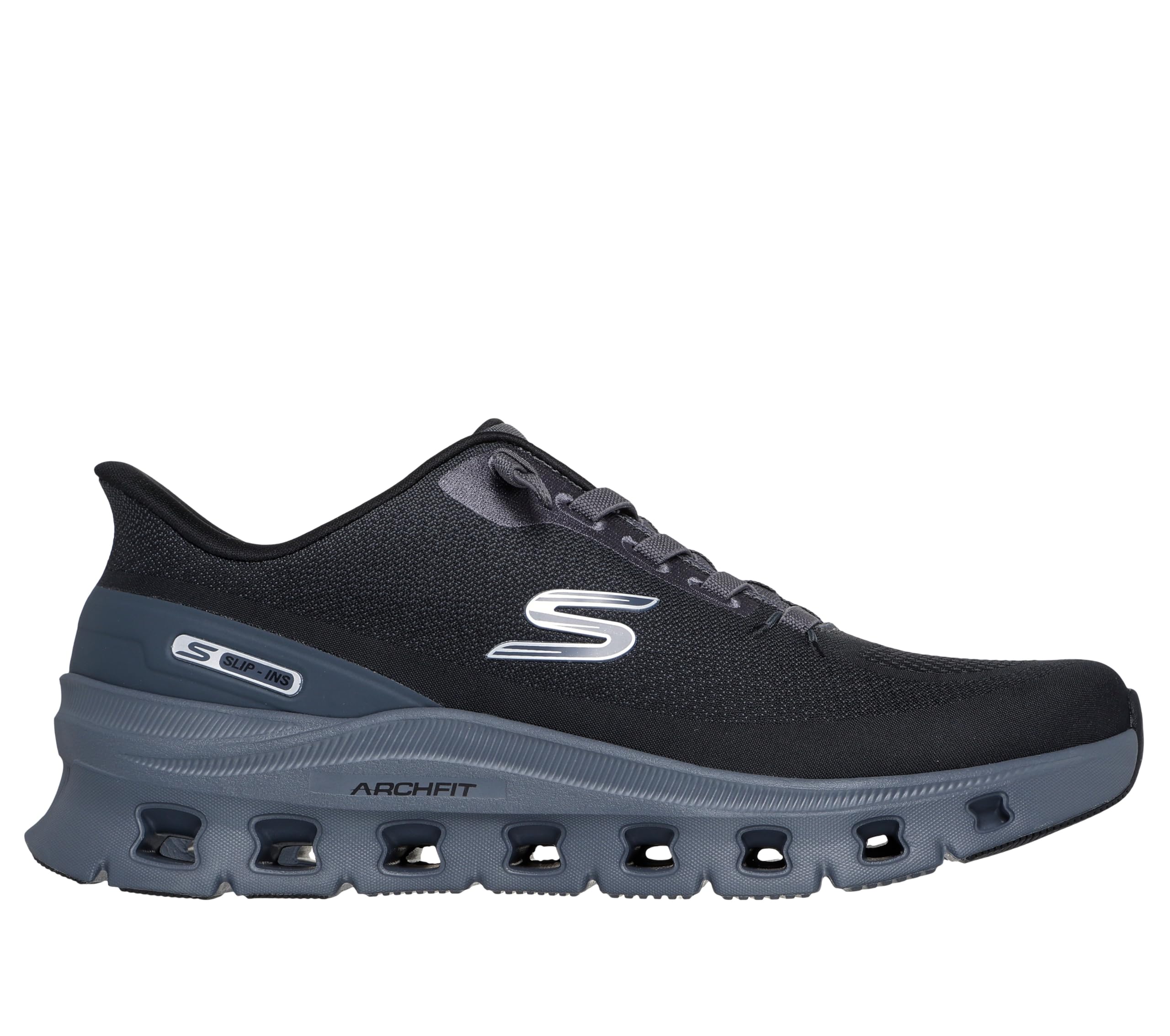 Skechers Men's Arch Fit Glide-Step Pro Sneaker, Black Knit/Charcoal Pu, 7 UK