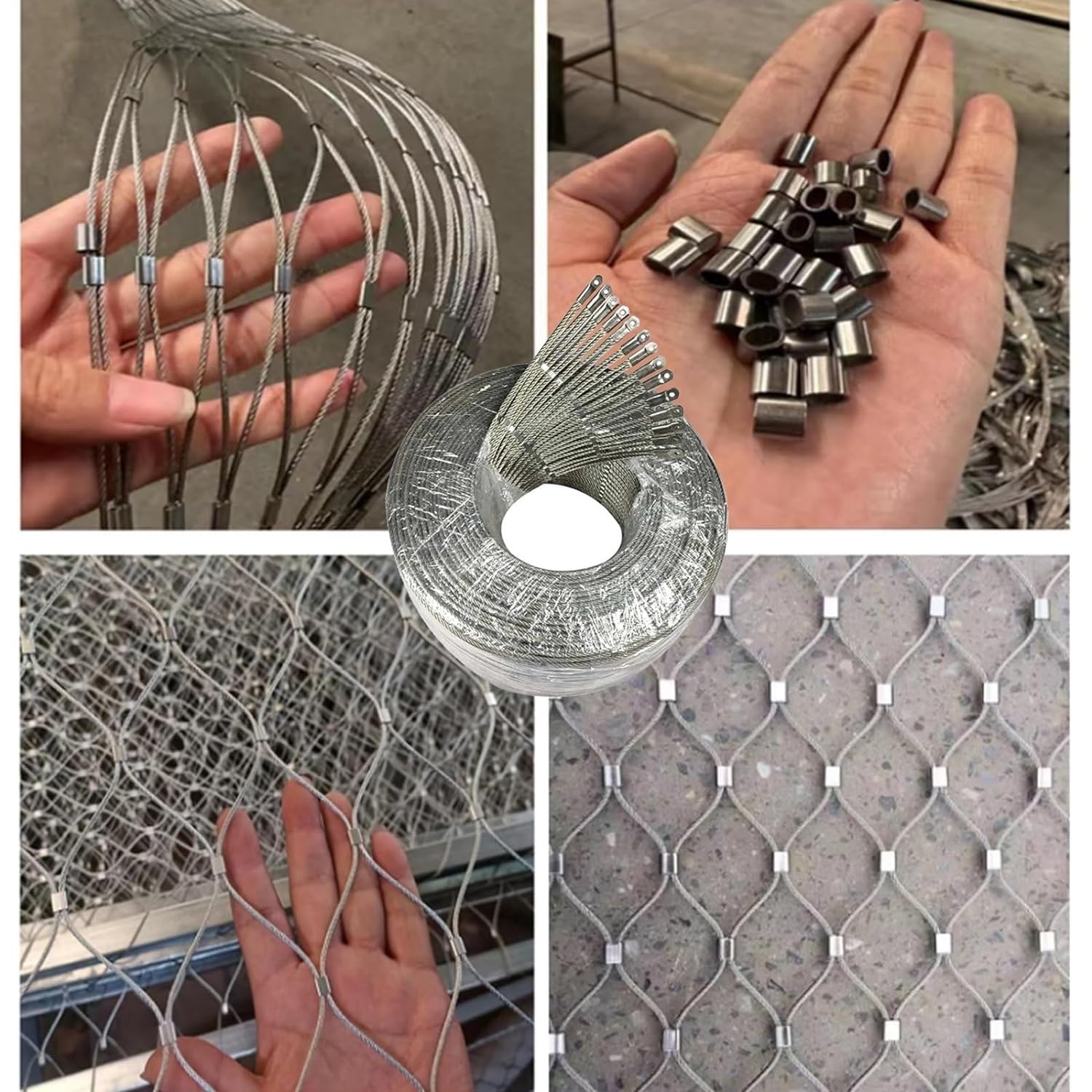 VXHCS Filet de Corde en Acier Inoxydable 304, Grille Métallique Maille Toile INOX, 10cm/1,5mm Filet de Protection Filet de Séparation(1.5x6m)