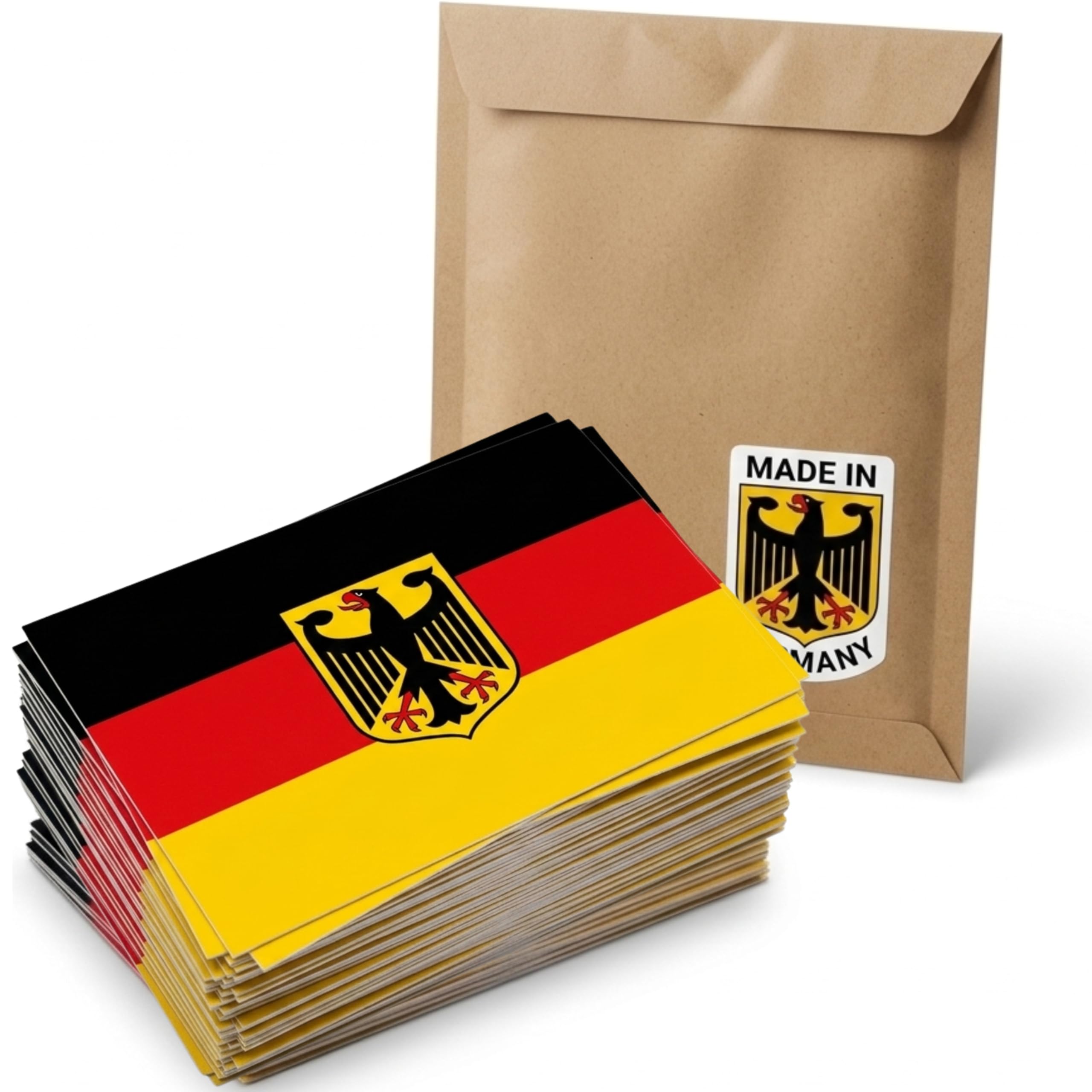 Deutschland Aufkleber Flagge mit Bundesadler - 100 Stück Deutschland Sticker 8,5cm Deutschlandfahnen mit Adler | Aufkleber für Auto, Stadion, Heimat