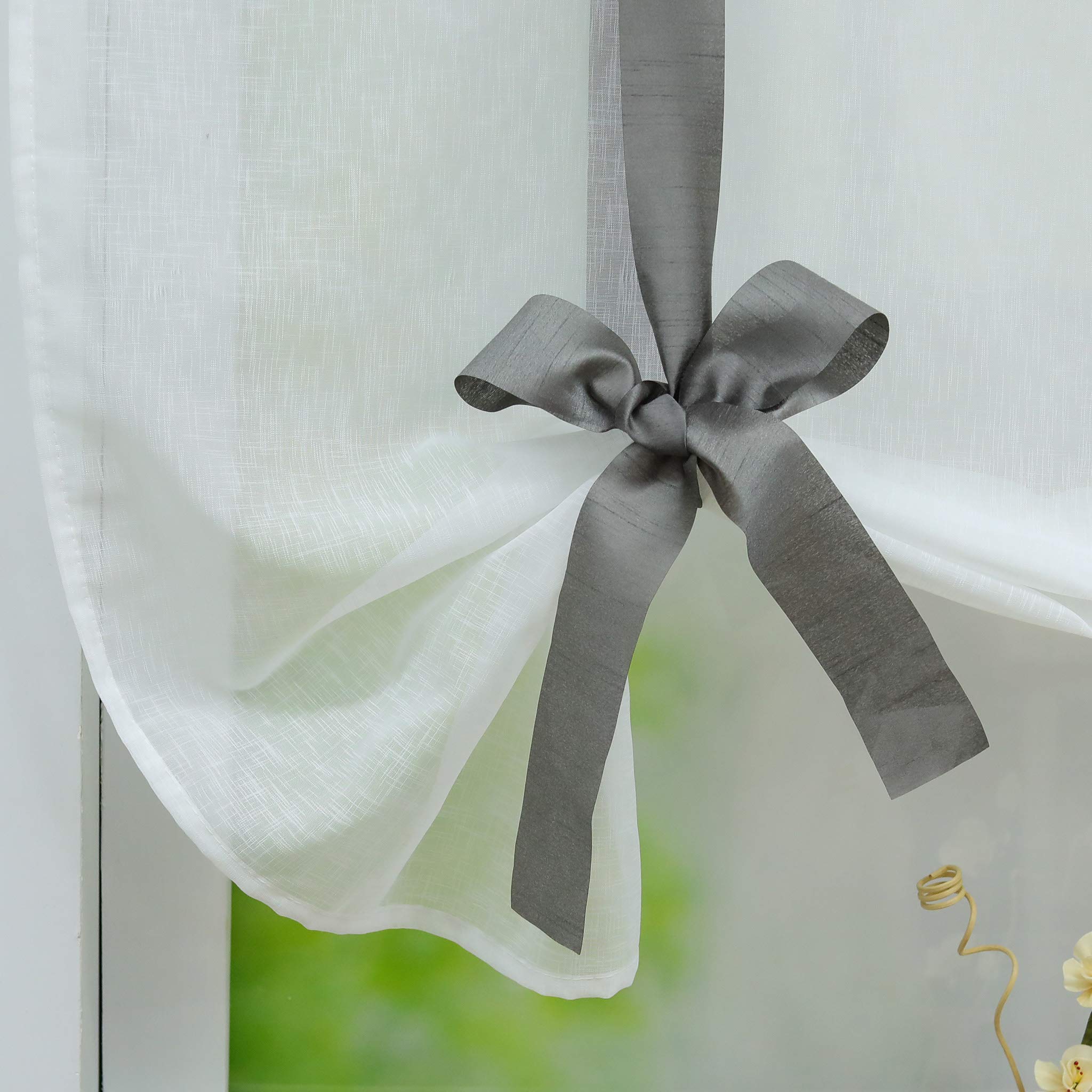 Joyswahl Tenda a pacchetto in voile trasparente, Lisa con coulisse, ricamata, 60 x 140 cm, colore bianco, confezione da 1 pezzo
