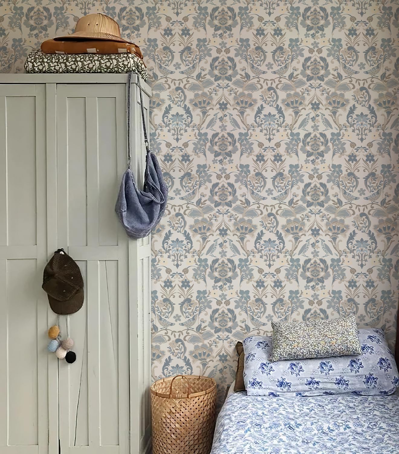 Peel and Stick Wallpaper Aqua Blue Coral Reef Marine Fish Wallcovering Coastal Wallpaper Removable Contact Paper for Home Bathroom Decorations (Soft Blue, 17.3"x472.44")