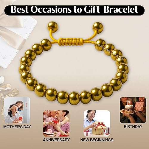 Vista 70 de Amazing Gemstone Yaxaite Bracelet for Women Men's Gifts - Protection Healing Crystal Bracelet - 8mm Gemstone Beaded Adjustable Bracelet Pulseras