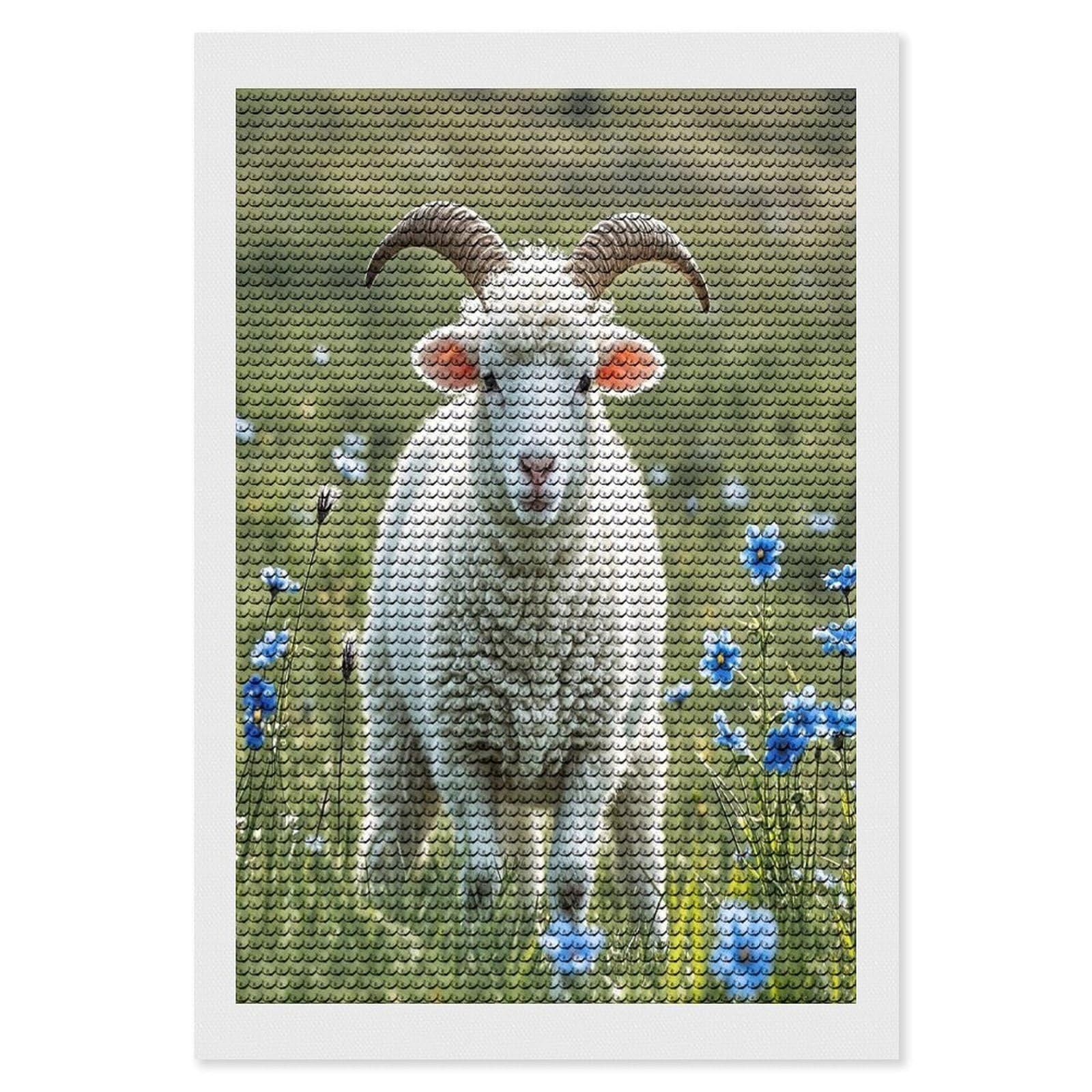 FekiLoot Sheep Diamond Painting Kits for Adults Full Round Drill Diamond Art Kits for Beginners 5D DIY Diamond Dots Paintings Diamonds Pictures Gem Art Home Wall Decor 8"x12"