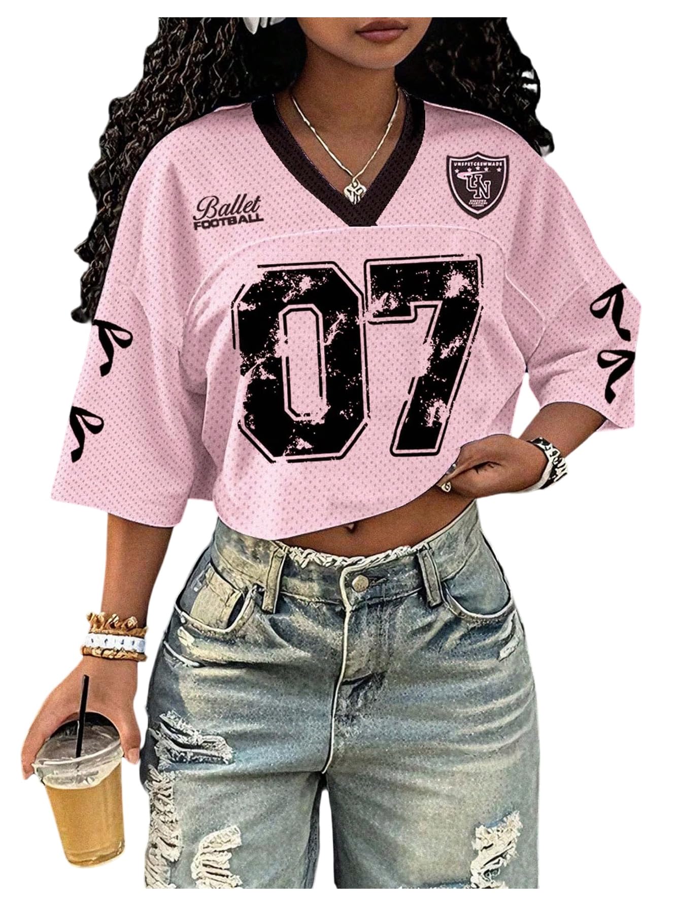 Women's Y2k Mesh Cropped Jersey Shirts Aesthetic Soccer T Shirts