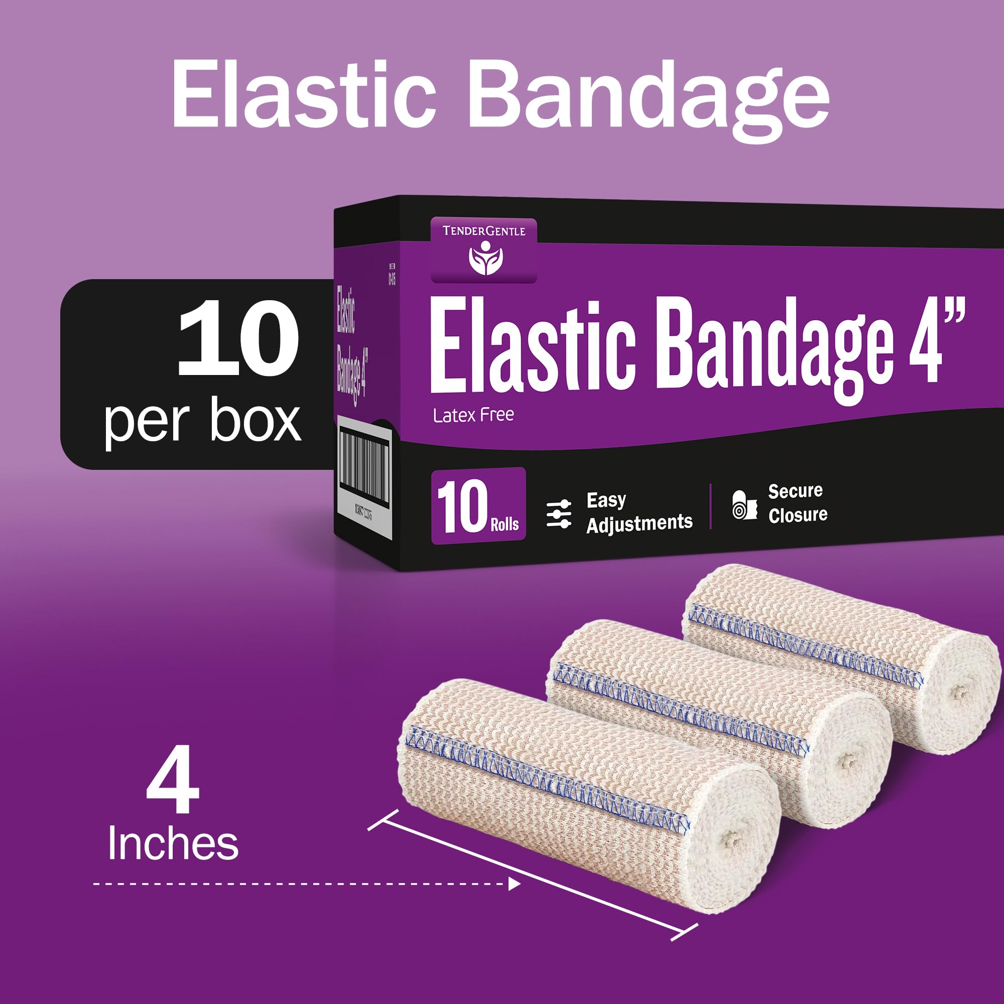 4 Inch Elastic Bandage with Self Closure - Box of 10 Elastic Bandage Wrap for Sprains, Broken Limbs, Splints, and More - Reusable Bandage Wrap — Amazon image 2