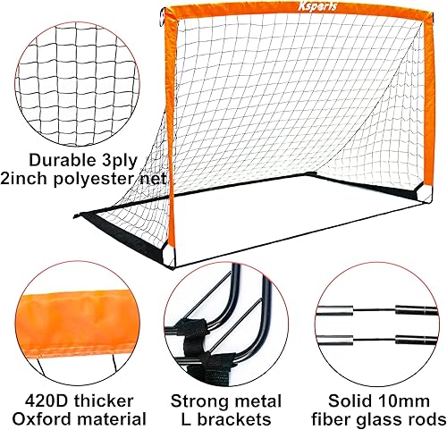 Miniatura 9 de Ksports Portería de fútbol portátil  Red de fútbol para entrenamiento en el patio trasero  Incluye pelota de fútbol bomba 8 conos de entrenamiento y