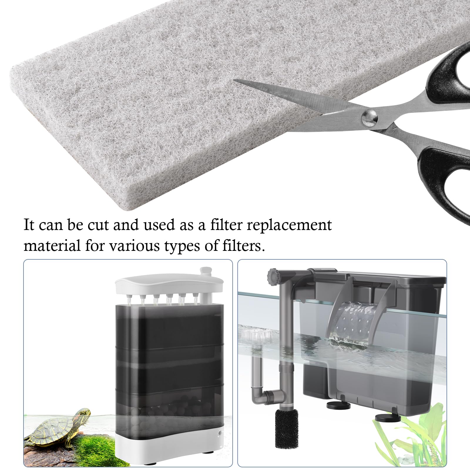 4-Pack Mixed Aquarium Sponge Filter Pad, Cut-to-Fit Aquarium Foam with Ammonia&Carbon&Phosphate Reducer, Aquarium Filter Foam Sponges for Fish Tank Filters (12.6" x 5" x 1'') - image 3