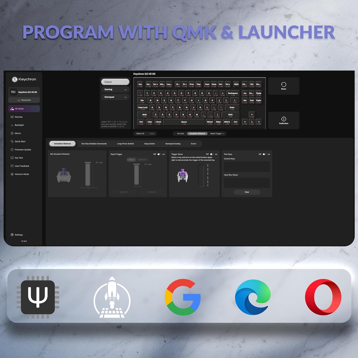 Keychron Q3 HE 8K Magnetic Switch Wired Keyboard, Adjustable Actuation Point Launcher Web App Aluminum Body with PBT Keycaps Hot-Swappable Ultra-Fast Lime Magnetic Switch TKL for Mac Windows Linux