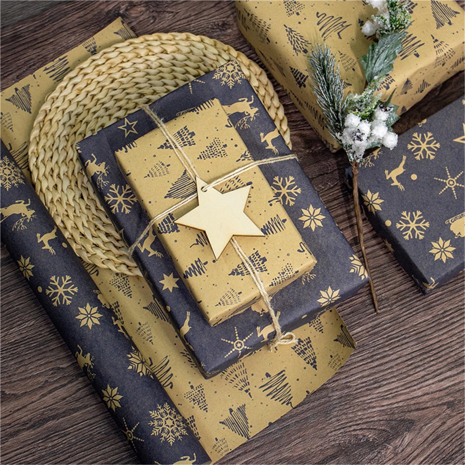 Set da 3 rotoli di carta regalo fronte-retro 17" X 120" per Carta Alimentare