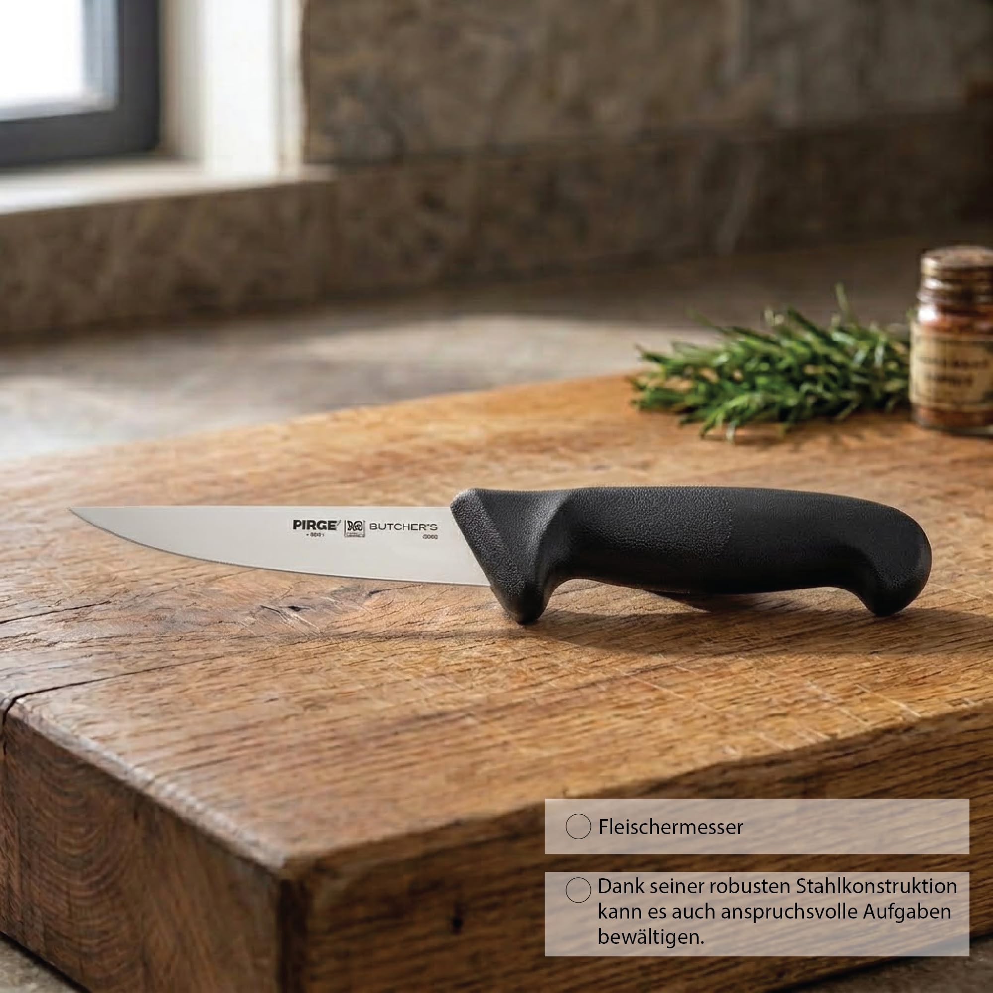Pirge Cuchillo de carnicero BUTCHER'S MIG | Cuchillo de carne afilado de acero inoxidable | Cuchillo de cocina profesional con mango ergonómico