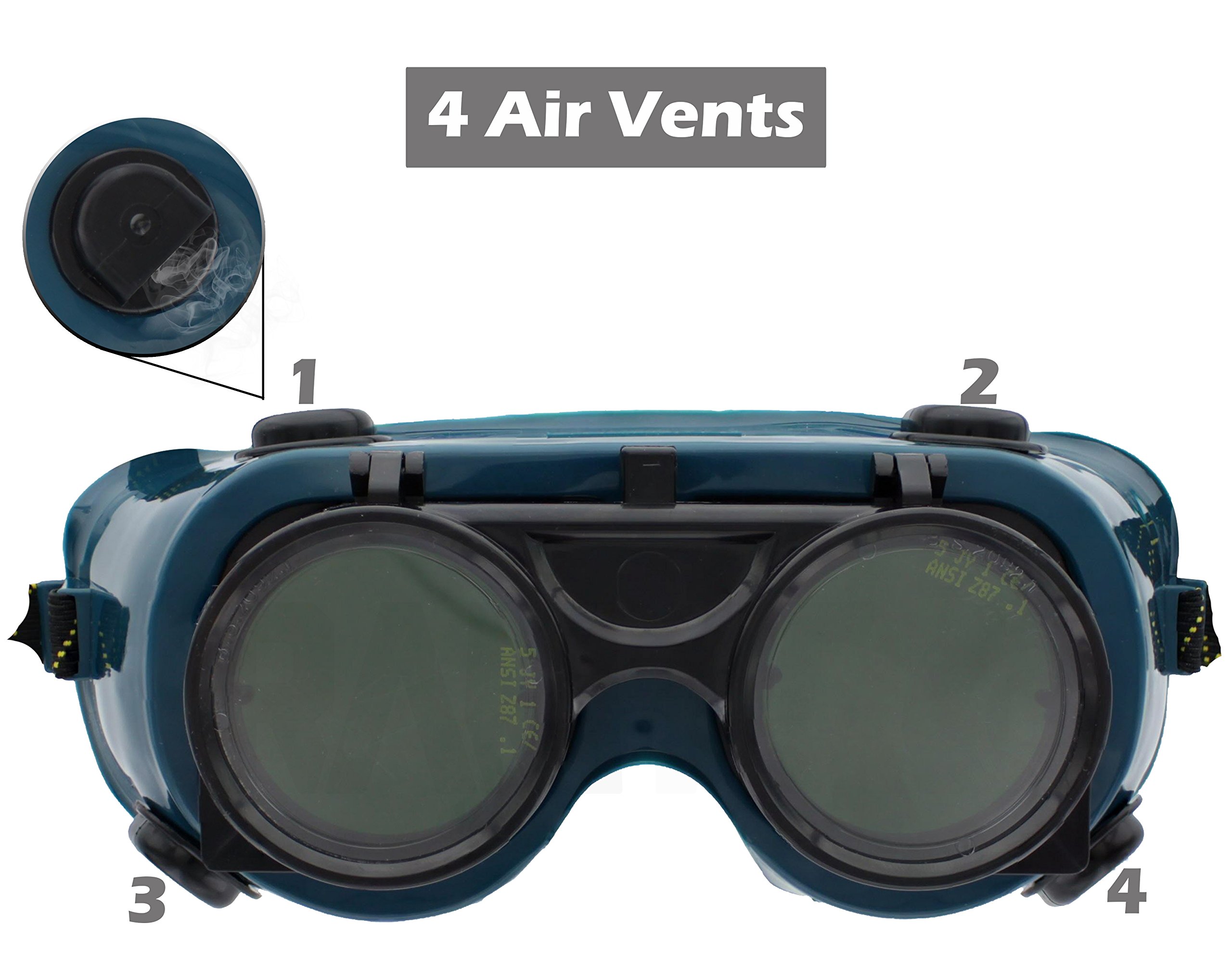 RAMPRO FlipUp Front Welding Goggles 50mm Eye Cups, Oxy