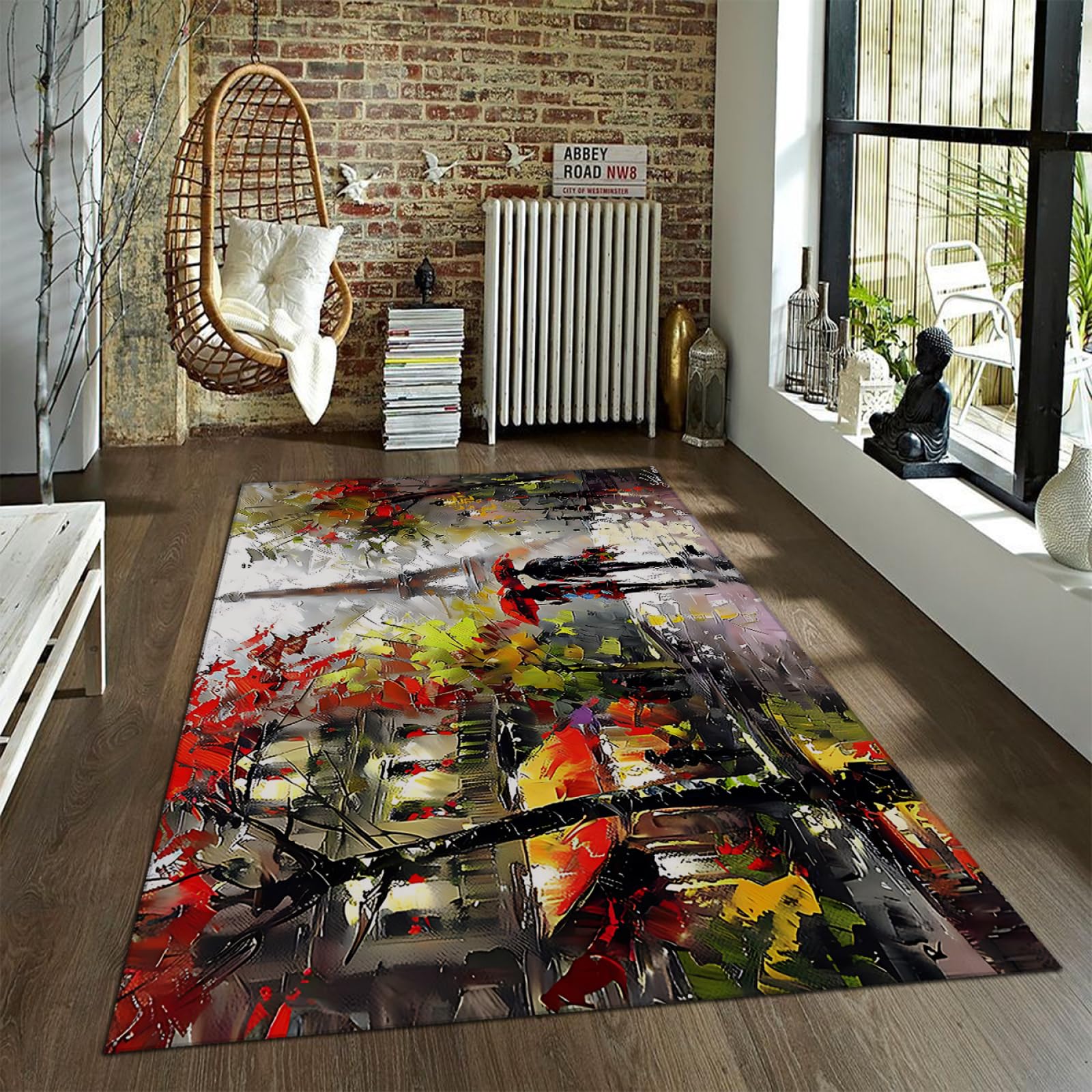 Tapis coloré couple romantique 80x150cm anti-perte de fibres salon