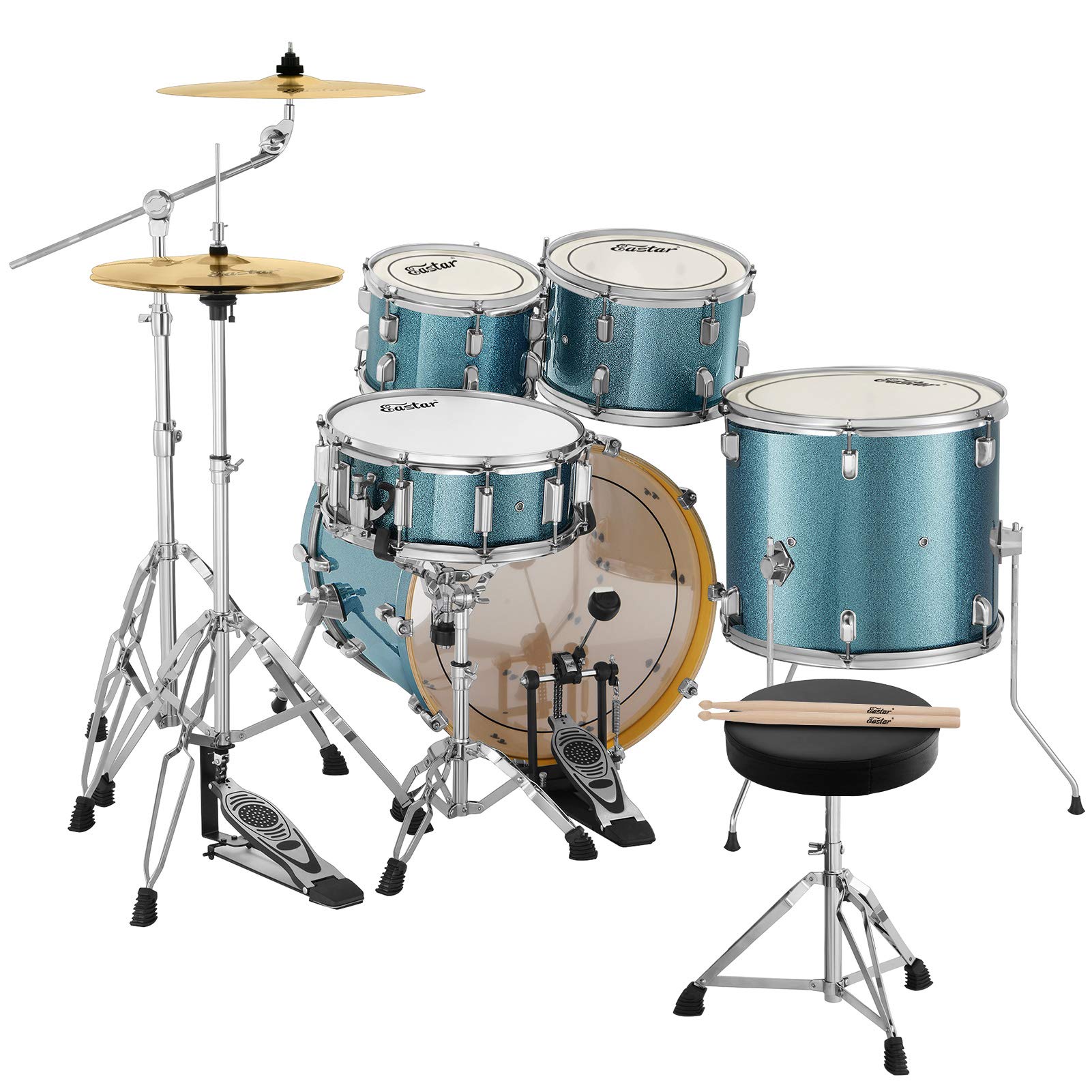 Eastar 20 Inch Drum Set for Adult Junior Teen, 5 Piece Professional