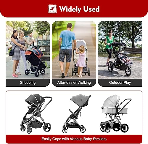 Miniatura 9 de Tabla universal para cochecito de bebé con asiento desmontable, 2 en 1 para sentarse y estar de pie para la mayoría de los cochecitos, soporta niños