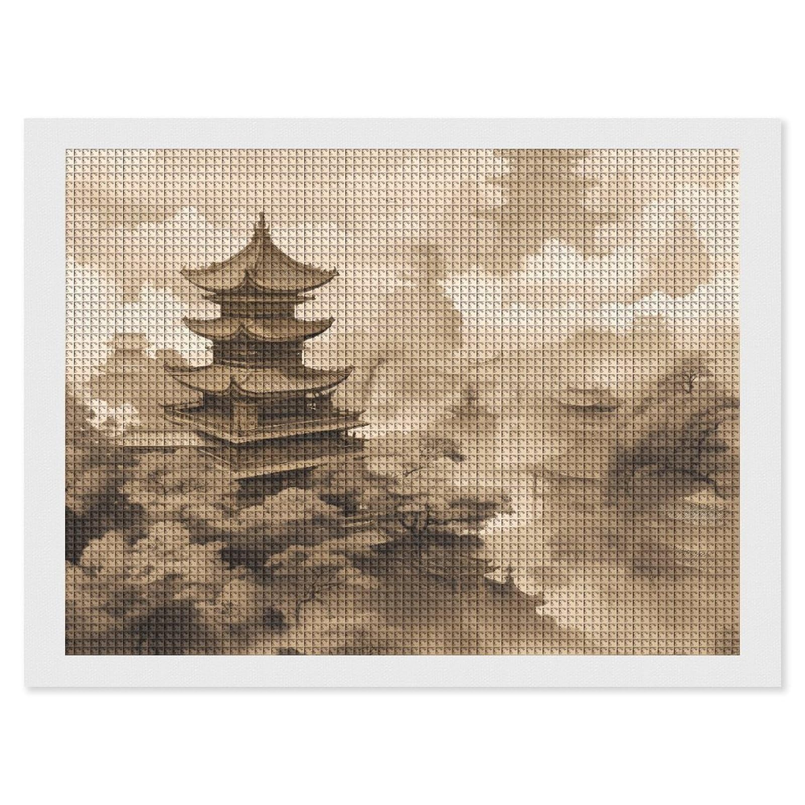 NONHAI Diamond Painting Kits for Adults - DIY Diamond Art Kits for Beginners - Full 5D Paint Drill Diamond Dots Paintings- Ancient Architecture Diamonds Pictures Gem Art and Craft Wall Decor 12"x16"