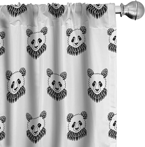 Miniatura 39 de Ambesonne Cortinas grises para ventana, pequeños lunares sobre fondo blanco, estilo retro, patrón tradicional pastel, decoración ligera, juego de 2