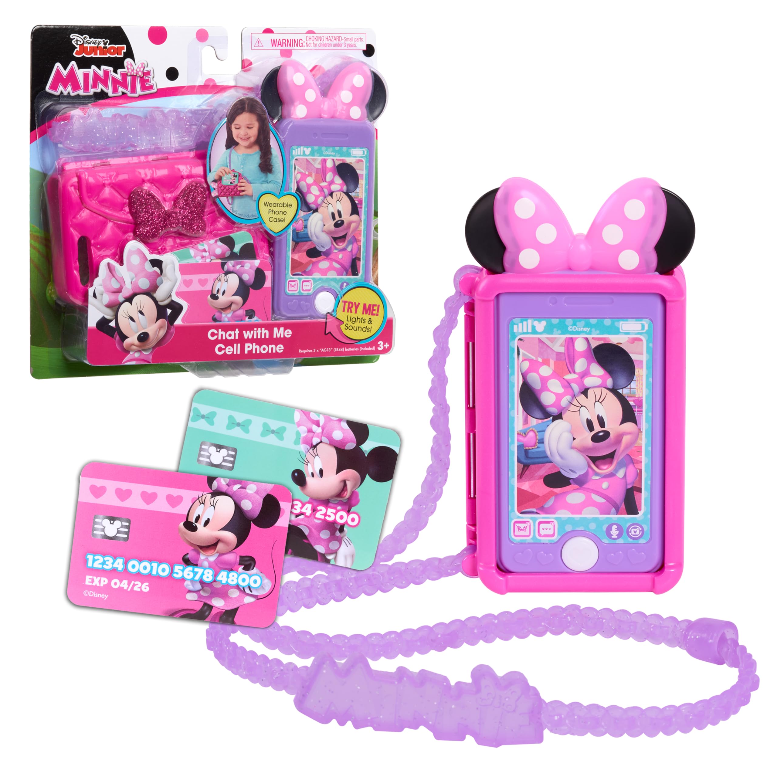 Just Play Coffret téléphone Portable Minnie Mouse Disney Junior, Effets sonores et Lumineux, Jouet pour Enfants de 3 Ans et Plus, 19.05