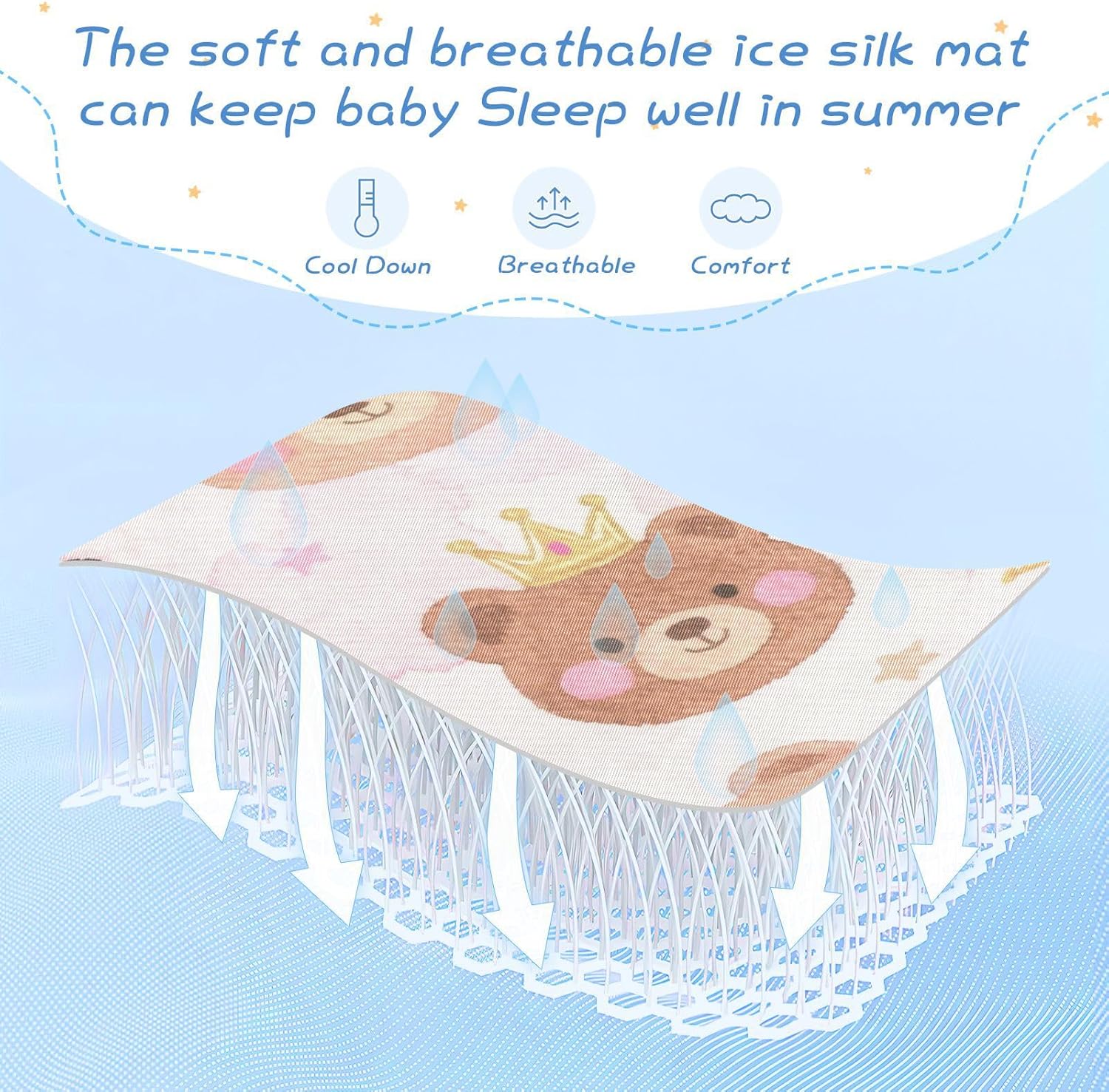 Cartoon Cute Brown Teddy Bear Cooling Baby Mattress pad Waterproof 28" x 52" Washable Mattress Protector pad for Baby&Toddler