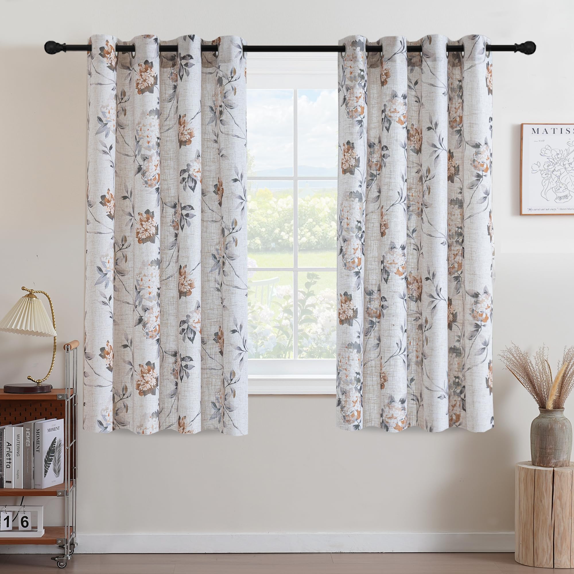 Floral Linen Curtains - Blue Farmhouse Drapes -17 Floral Linen Curtains - Blue Farmhouse Drapes -17