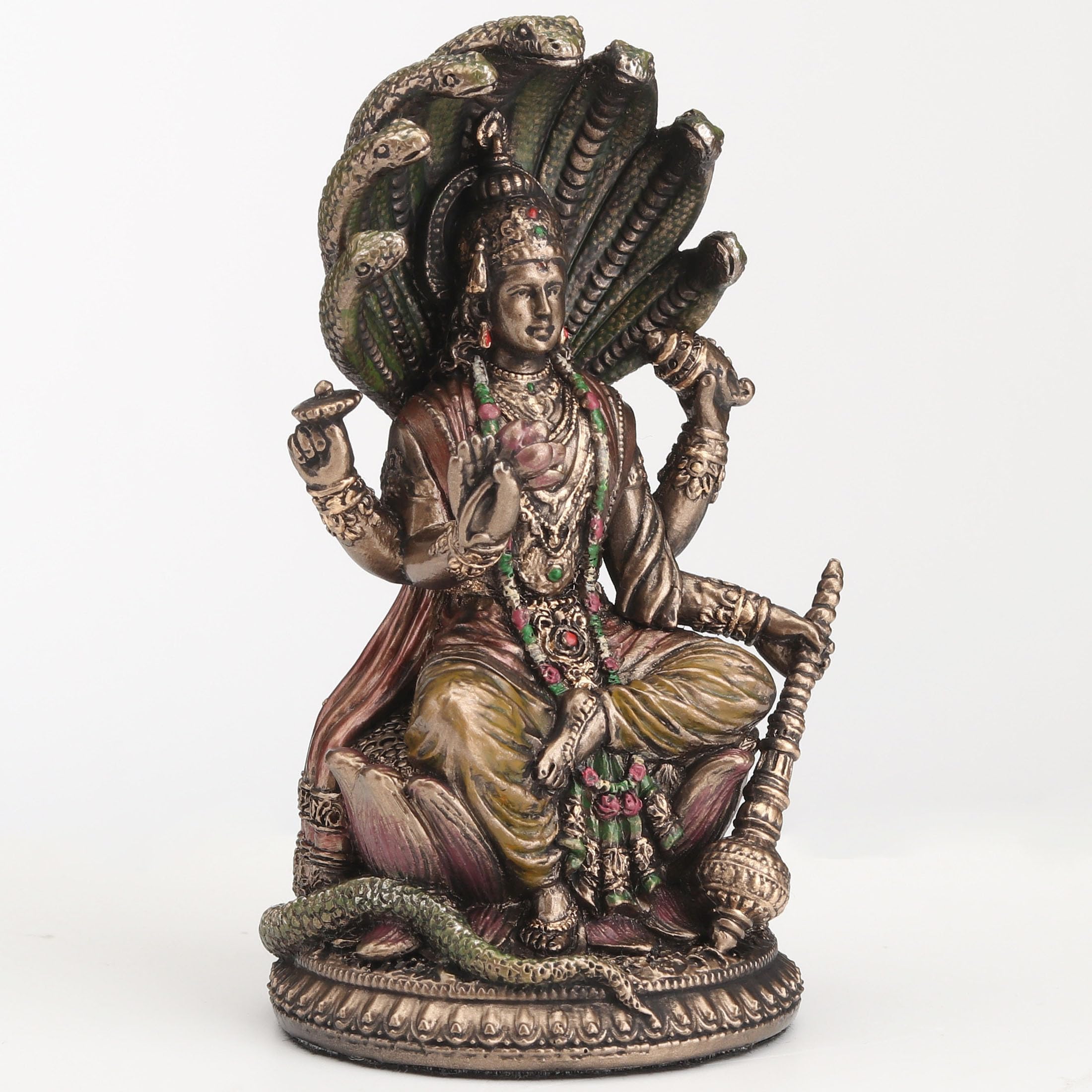 Veronese Design Shesha Vishnu - Scultura in resina fusa a freddo con finitura in bronzo, divinità indù da 9 cm