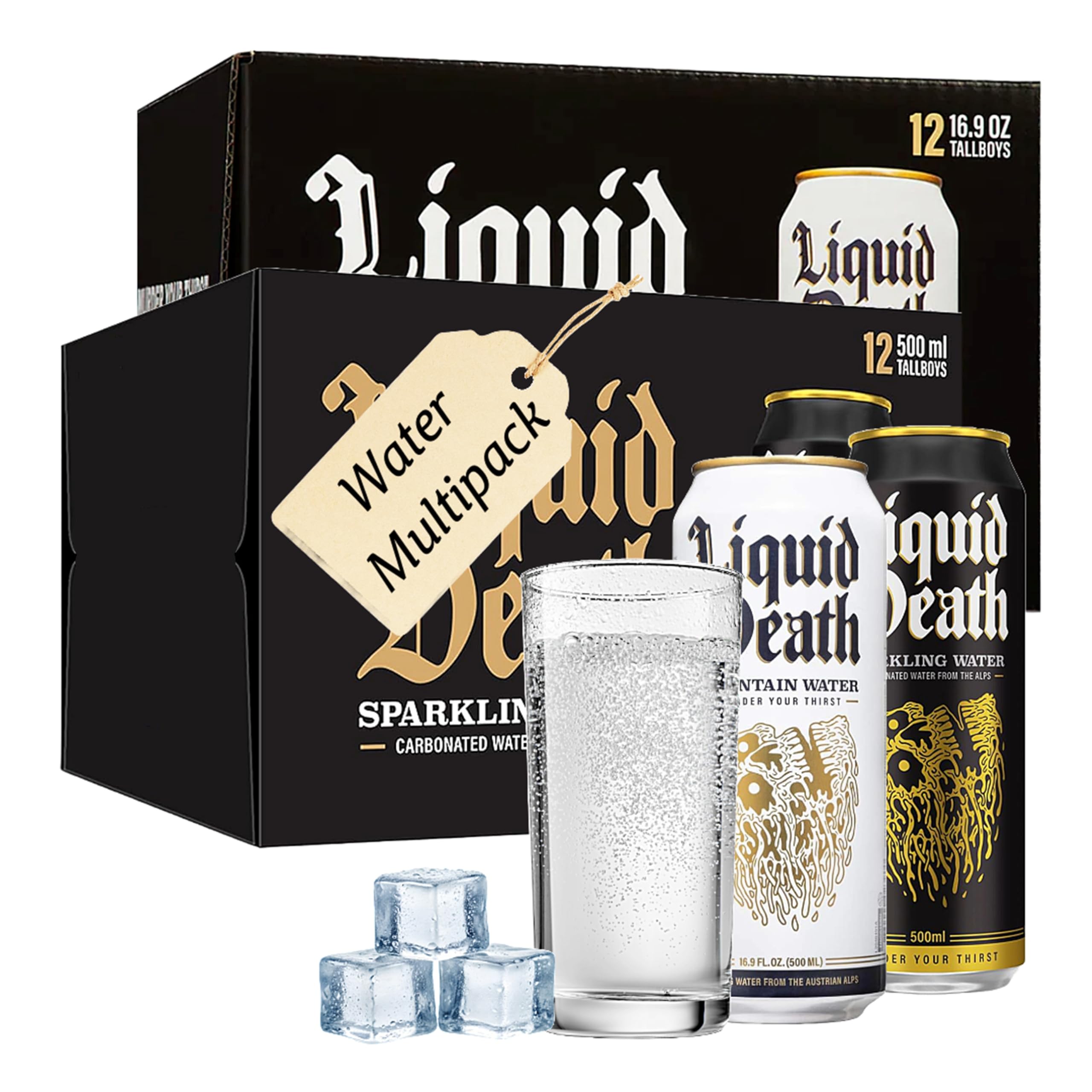 Flavoured Sparkling Water Multipack - 24 Cans x 500ml Drinking Mountain Water From the Alps. Canned Waters the Perfect Companion for any Outdoor Activity, Trip Drink (12xSTILL & 12xSPARKLING)