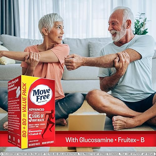 Miniatura 2 de Move Free Suplemento avanzado de glucosamina condroitina  fructoborato de calcio para apoyar las articulaciones apoya la movilidad la comodidad la