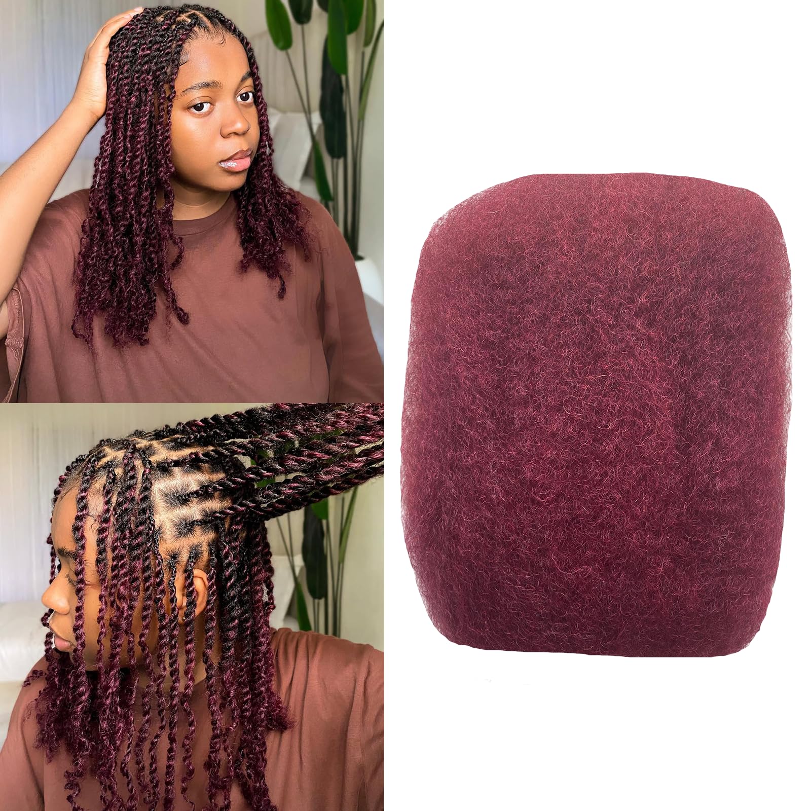 Afro Kinkys Bulk Human Hair For Braiding Afro Kinky-Curly Human Hair Bulk For Mini Twist Hair 14Inchs 50g/pack Bulk Human Braiding Hair For Micro Locs