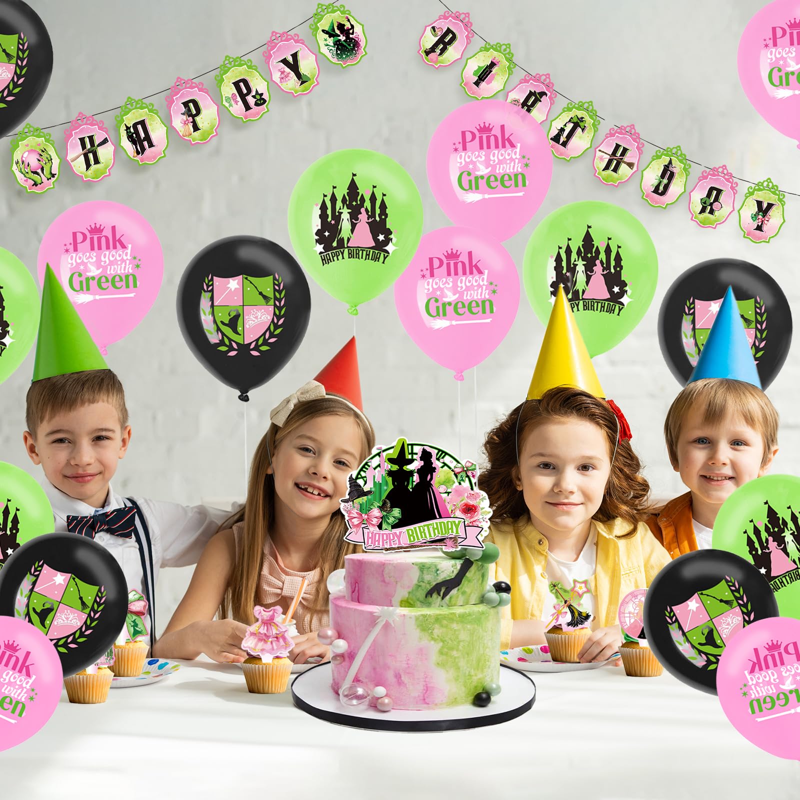 Bougie Anniversaire Rose Et Verte, Bougie Sorcière Pailletée Avec Couronne Décoration Topping De Gâteau Pour Anniversaire Fête Sorcière (Numéro 6