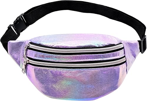 Riñonera holográfica de moda para regalo del día de la madre, bolsa de cintura deportiva morada, cangurera de viaje brillante para trabajo, correr,