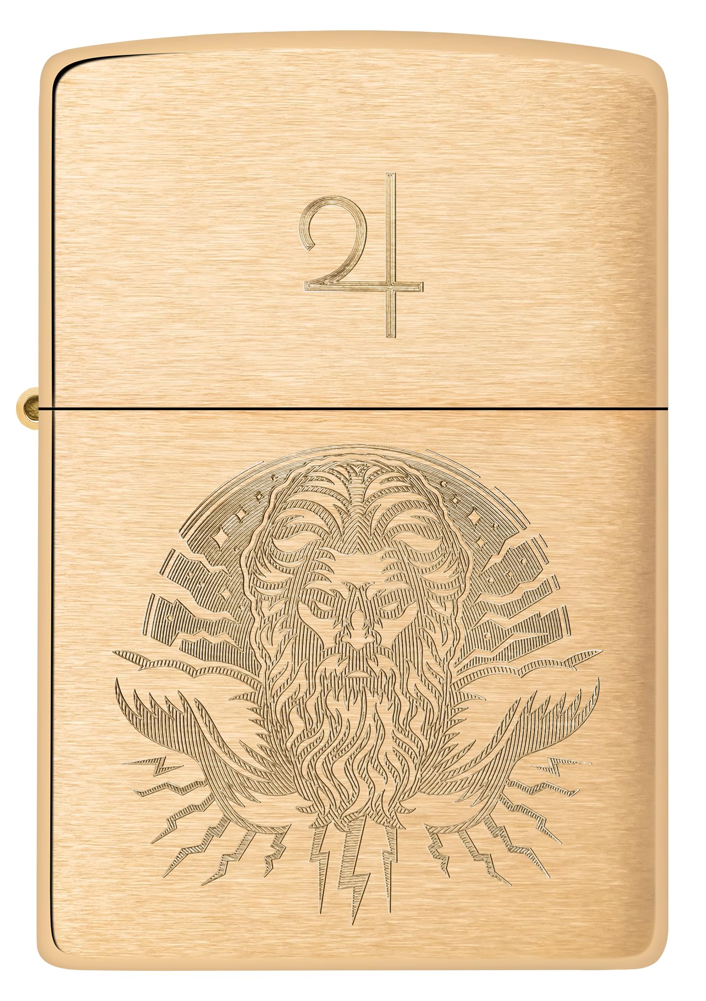 Zippo Briquet tempête God Jupiter Motif Dieu Jupiter, Laiton brossé, Gravure Laser, Rechargeable, réutilisable, Design Coupe-Vent, boîte Cadeau, fabriqué aux États-Unis