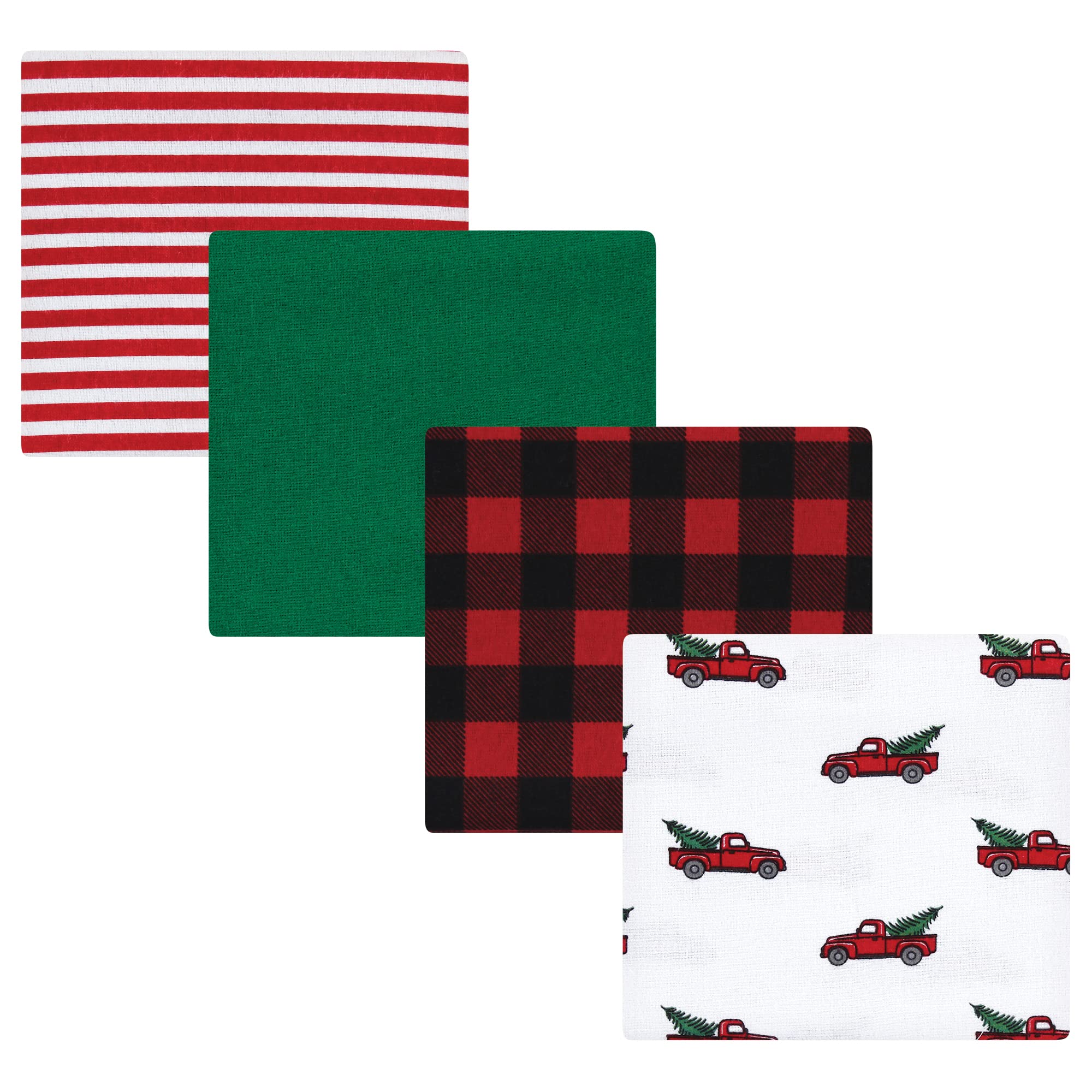 Hudson Baby Unisex Baby Cotton Flannel Receiving Blankets, Christmas Tree Truck, One Size