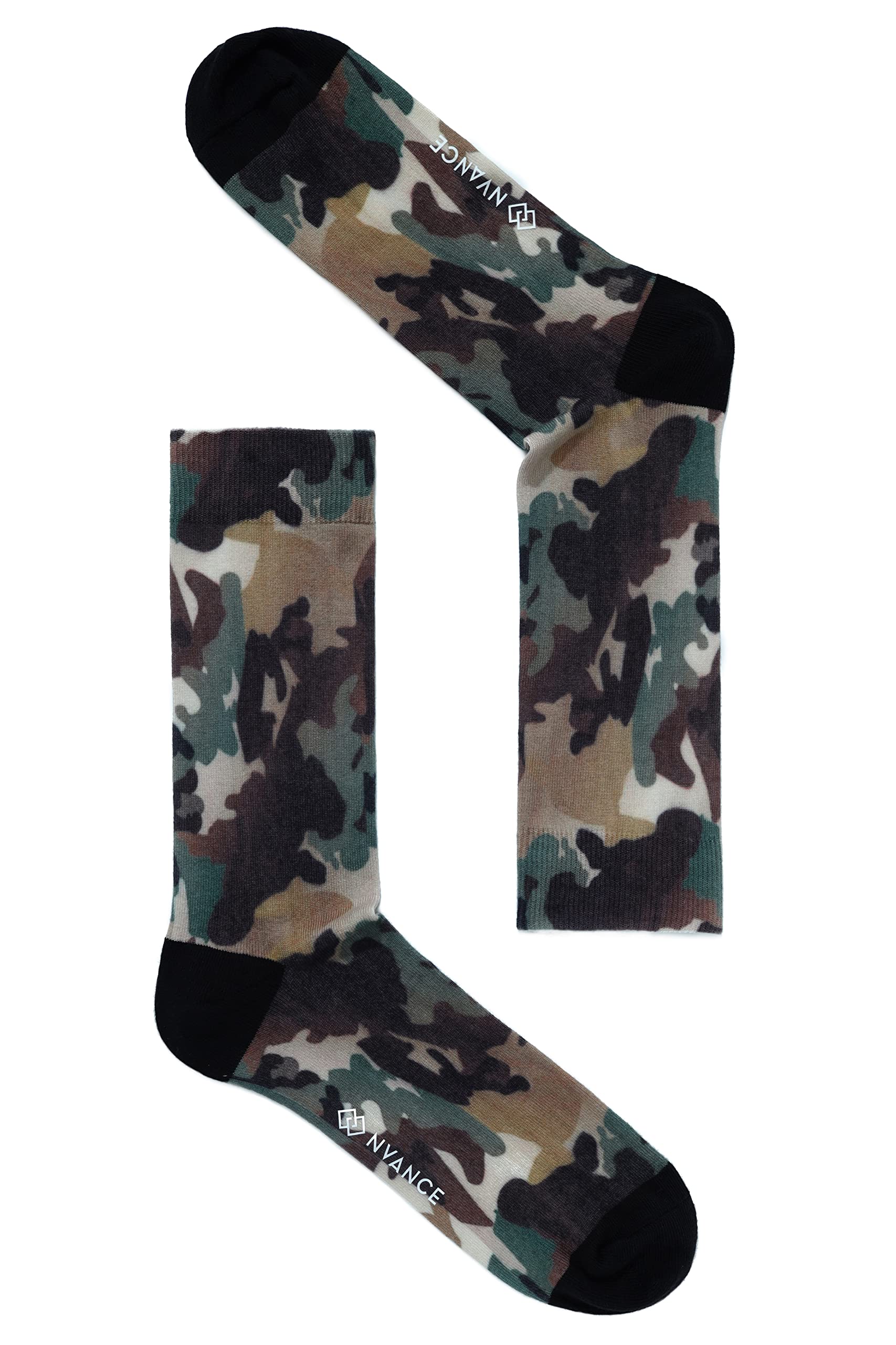 Calf Length Desert Camo Socks for Men Printed Pack of 1, Breathable Free Size (Foot Size India/UK 7-12)
