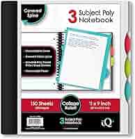 Amazon.com : iQ 3-Subject Poly Cover Wirebound Notebook