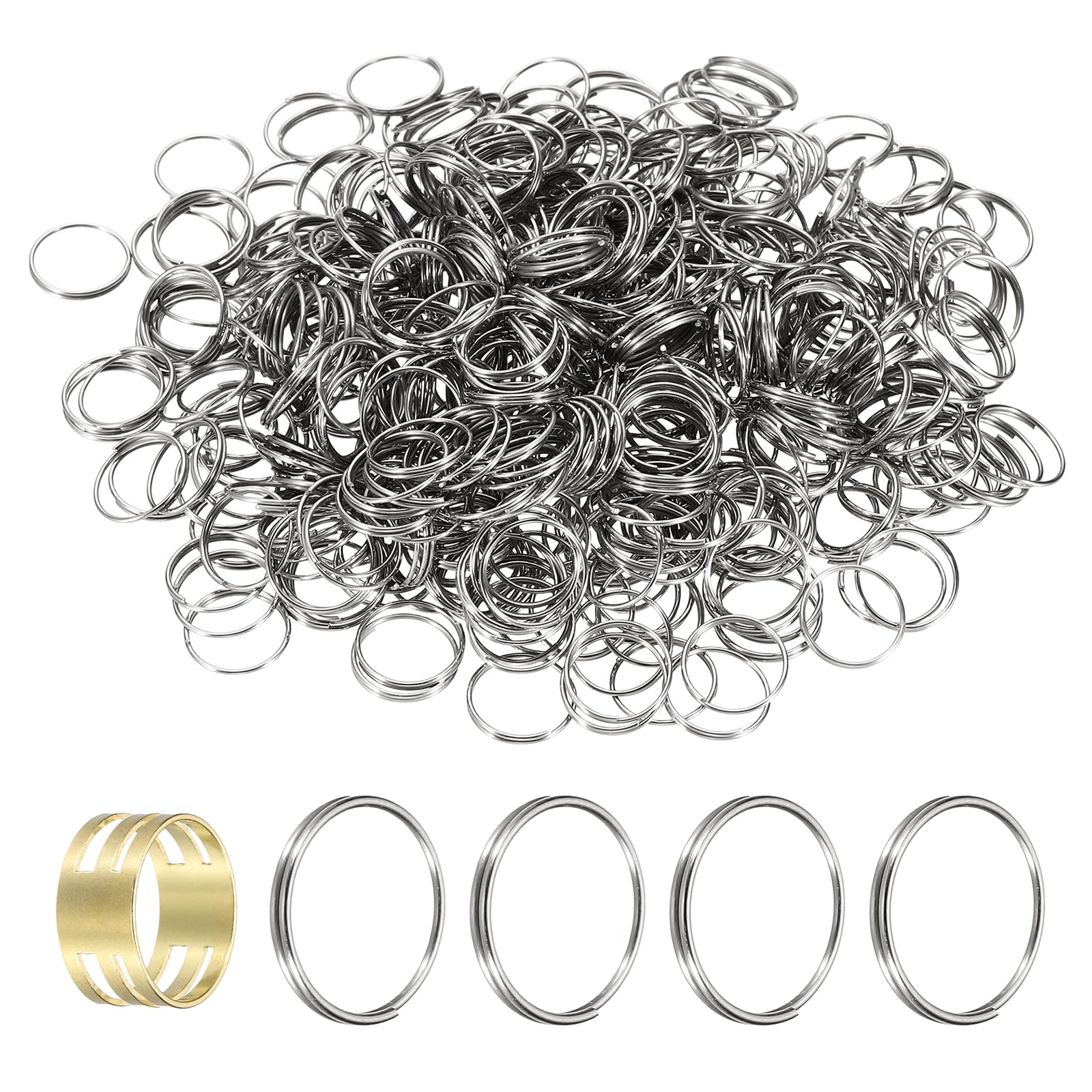 sourcing map 500pcs Mini Split Rings, 11mm 304 Stainless Steel Jump Ring Small Round Ring Clips Crystals Suncatcher for Fastening Chandelier Crystal Lamp Accessories, Silver