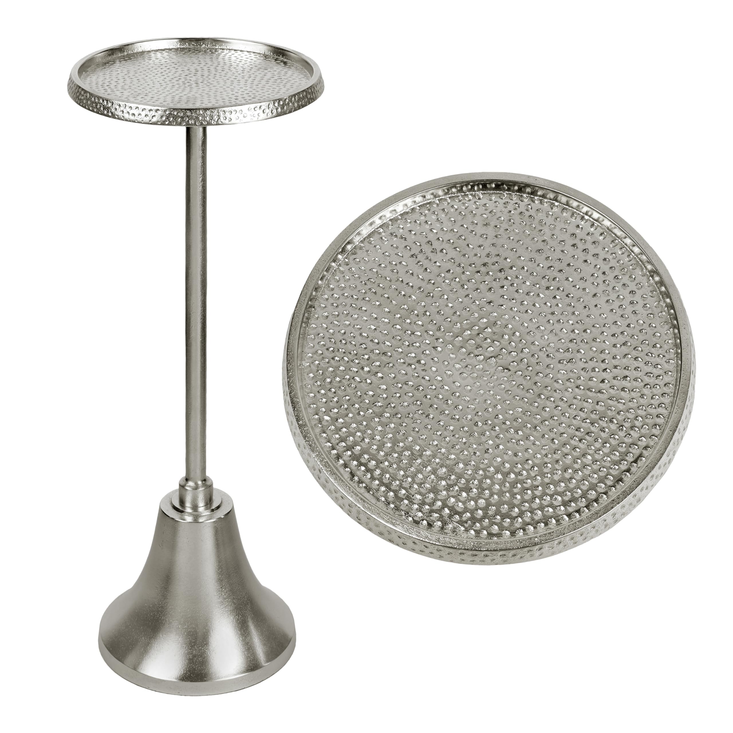 View 1 of ***Missing The Stand** JONATHAN Y 24" Hammered Pedestal Side Table, Nickel