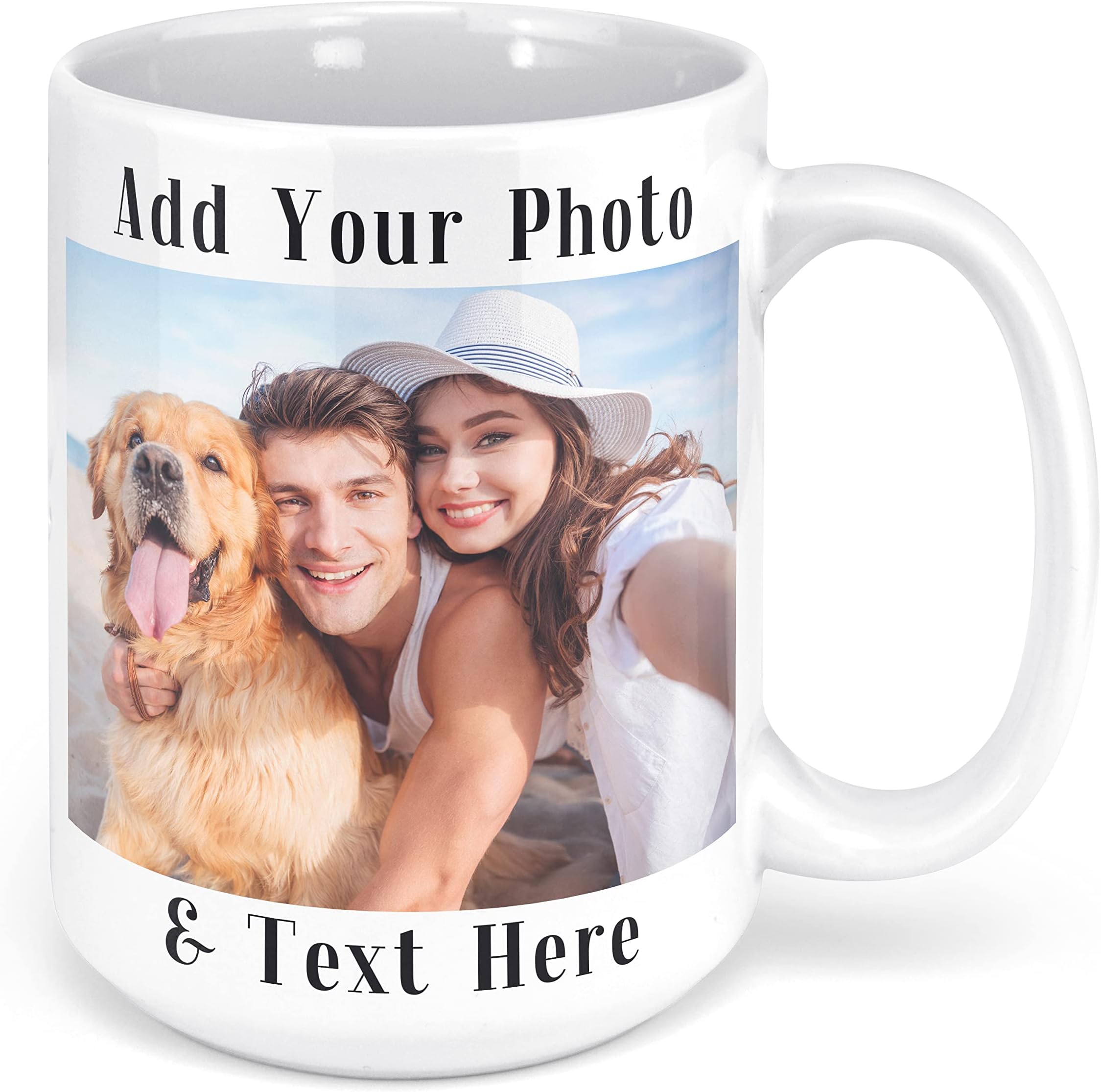 - Photo Coffee Mug, 11-15 oz. Personalized Mug w/Picture, Text, Name - Gifts for Boyfriend, Girlfriend, Best Friend, Christmas Gifts, Taza Personalizadas - White