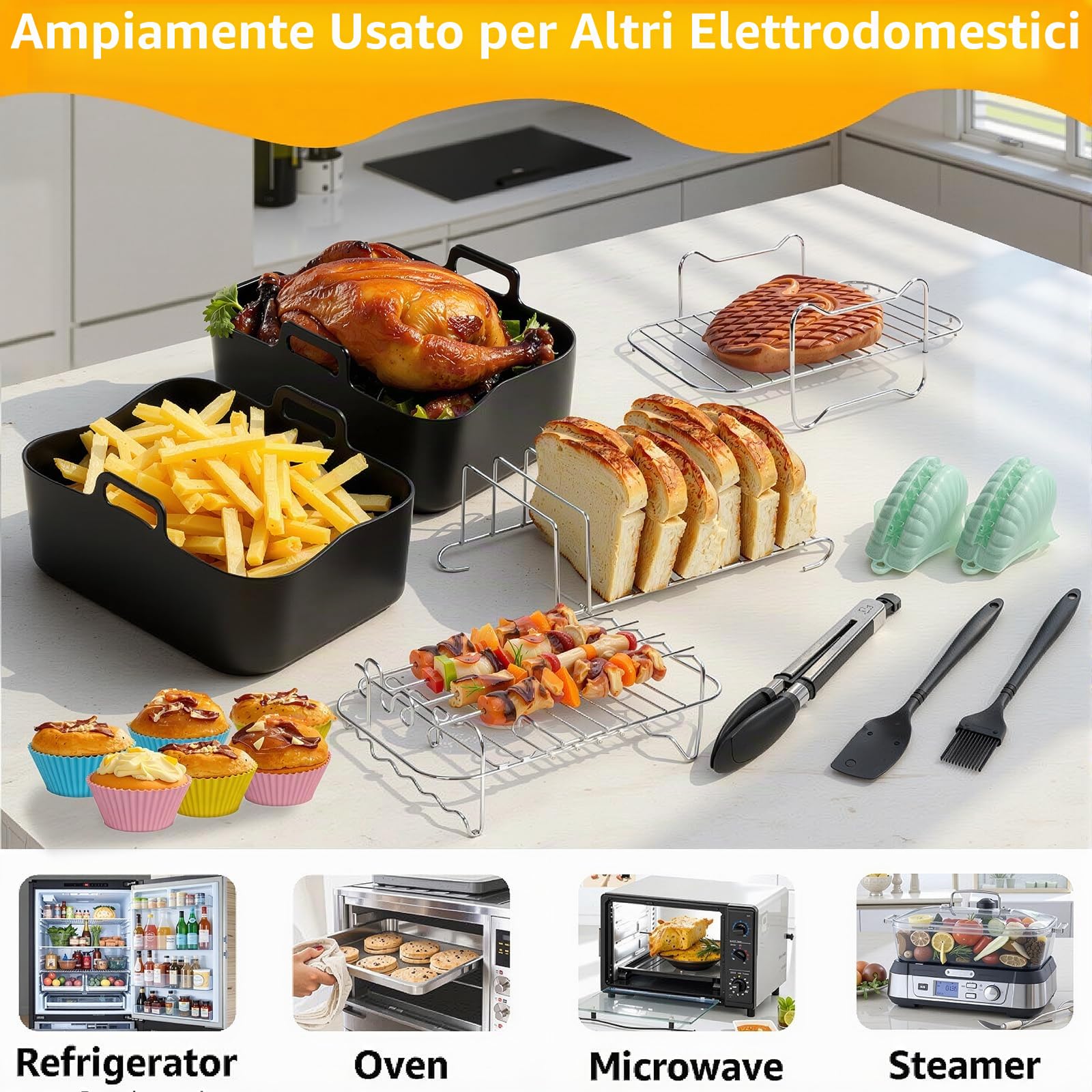 Set di accessori per friggitrice ad aria calda Ninja AF400EU/AF451EU 9,5L, Airfryer in silicone per friggitrice ad aria calda Ninja AF400EU/AF451EU 9,5L, set di accessori per friggitrice ad aria calda