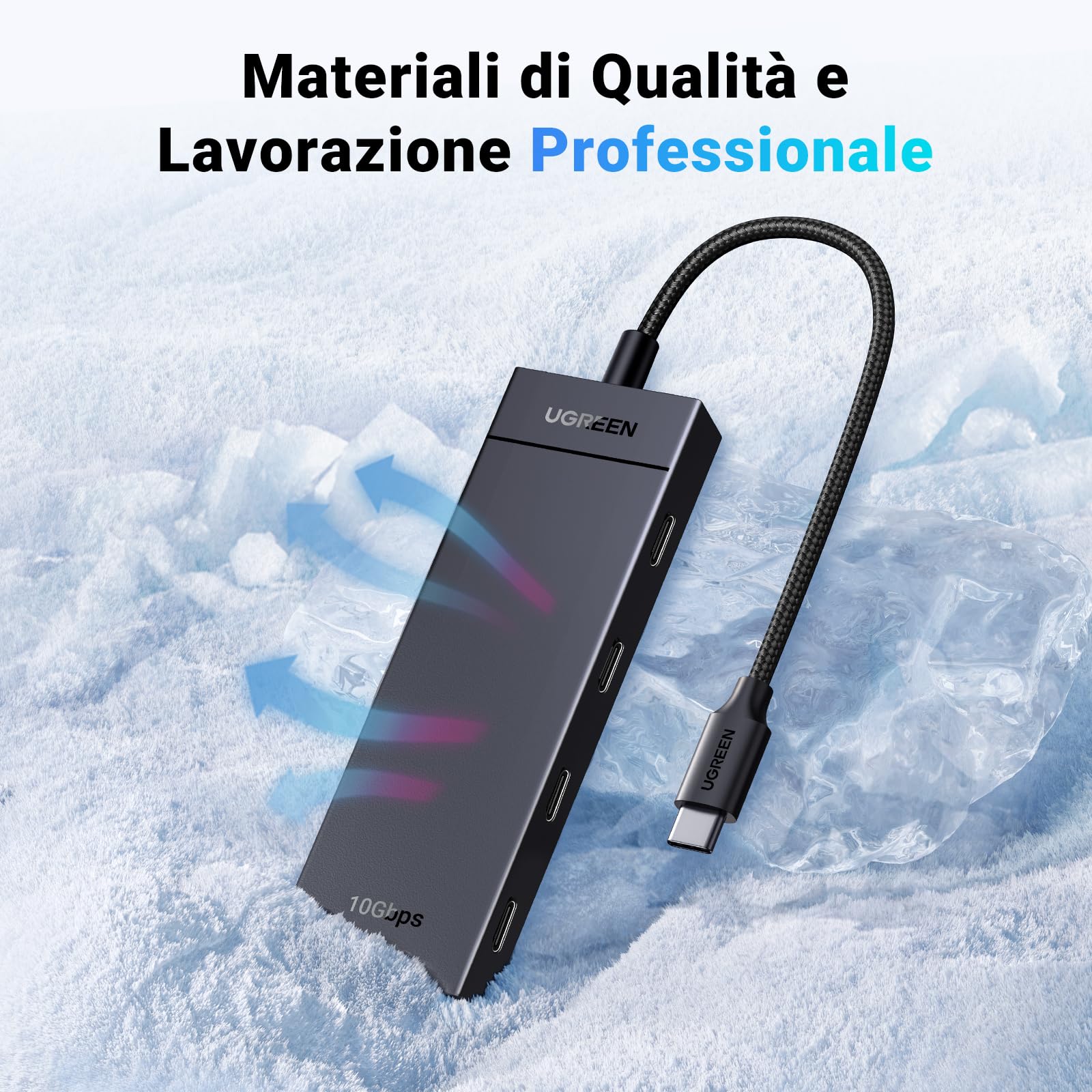 UGREEN 10Gbps Hub USB C 3.2 Gen 2 a 4 Porte Type C Adattatore Dongle Compatibile con iPhone 17 Pro Max Air MacBook Pro Air iMac XPS iPad Surface Galaxy S24 Cavo 30CM