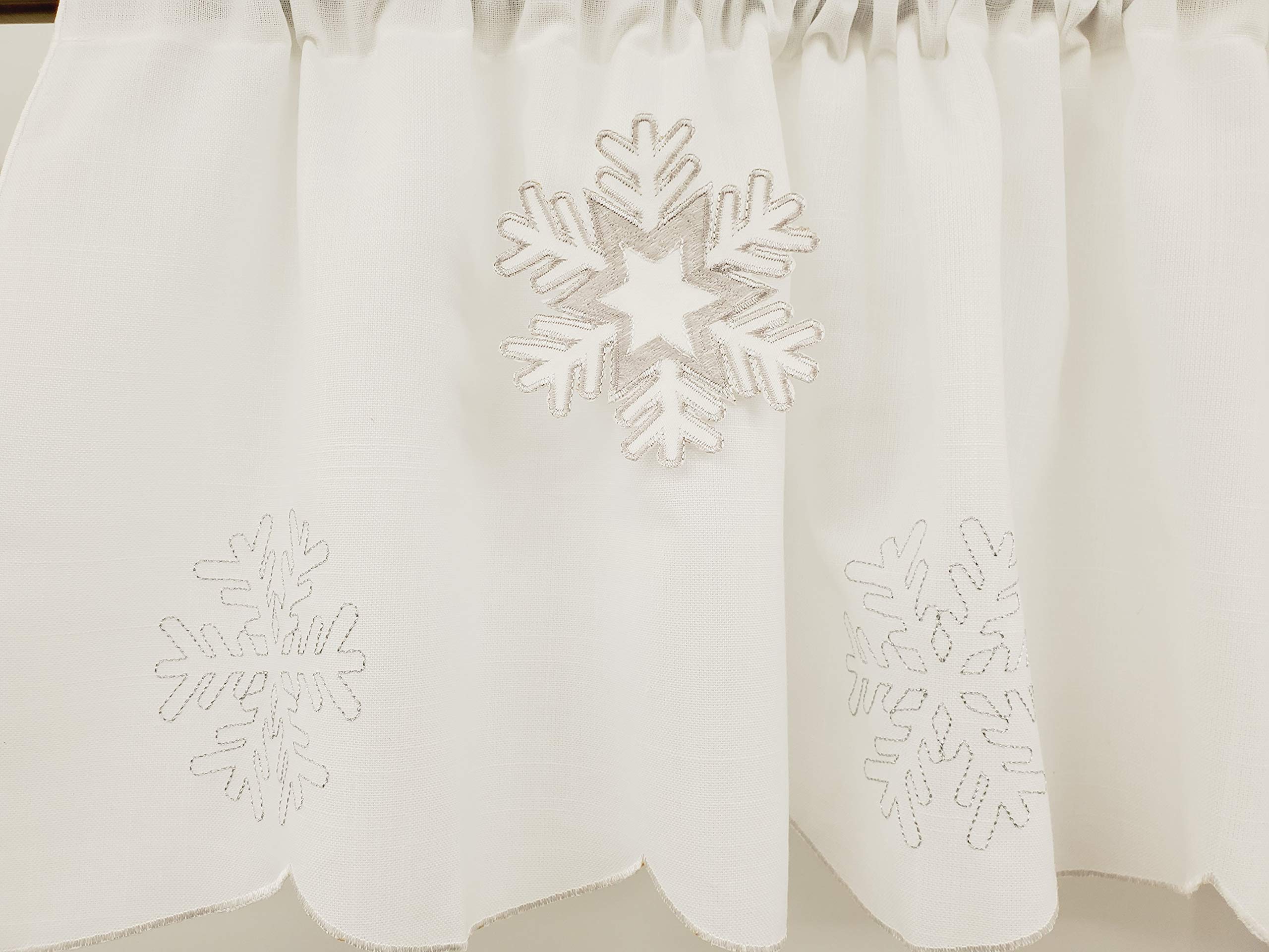 The_Curtain_Shop, Snowflake Applique 58Wx24L Tier Pair