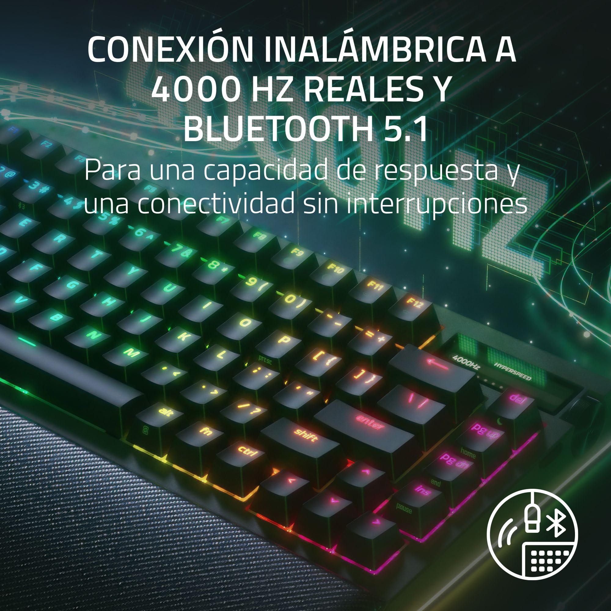 Razer BlackWidow V4 Pro 75% - Teclado inalámbrico para Juegos Intercambiable en Caliente - Pantalla OLED (dial de comandos, 4K Hz y conectividad Bluetooth) Diseño US ISO | Negro