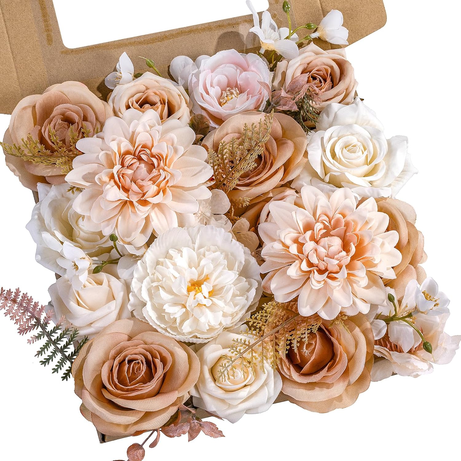 Artificial Flowers Combo Peach Flowers with Stems Fake Rose Faux Floral Arrangements for Wedding Bridal Bouquets, Baby Shower, Floral Arrangement, Table Centerpieces, Home Decorations