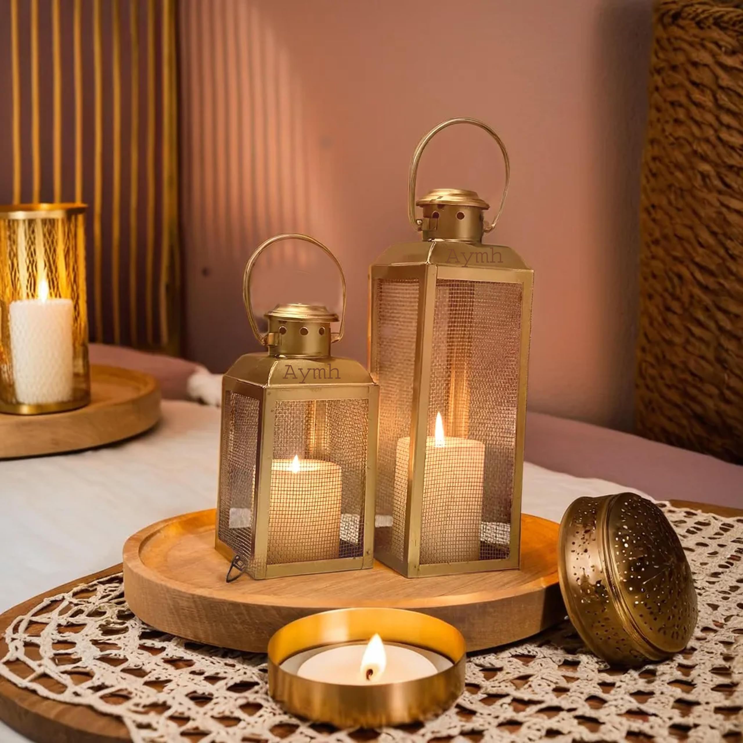 AYMH Hanging Lantern Tealight Candle Holder for Dining Table Home Decorations - Diwali Decorations Items for Home Decor and Gifts (Gold) (B0CNDBG73Z) Amazon Price History, Amazon Price Tracker