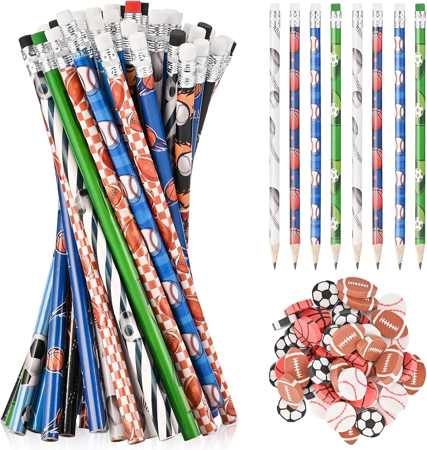- Goldge 48 Sports Pencils for Kids and 48 Pcs Erasers, Baseball Soccer Basketball Pencils #2, Fun Pencils Erasers, Birthday Pencils, School Office Supplies, Kids Students Gift