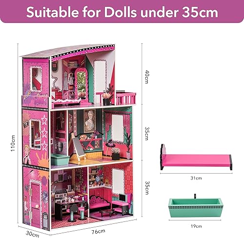 Miniatura 7 de ROBOTIME Doll House 7-8 Wooden Dollhouse Large Dreamhouse433 Tall 25PCS Accessories Furniture for 12-Inch Dolls Gifts for 3 4 5 6 7 8 9 10 Year Old