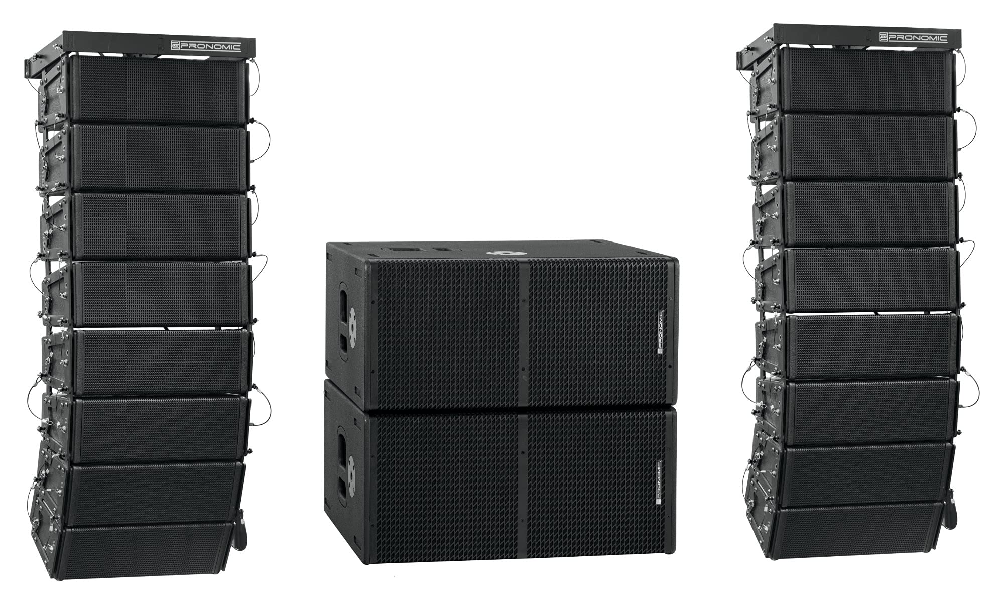 Pronomic V-Array Concert Set, 212 Subwoofer, Équipement: 2X woofer 12" | DSP: processeur DSP 96 kHz, 48 bits, Récepteur Bluetooth® 4.2, Presets DSP: FLAT, LIVE1, LIVE2, 2x sortie ligne XLR, 0 kg