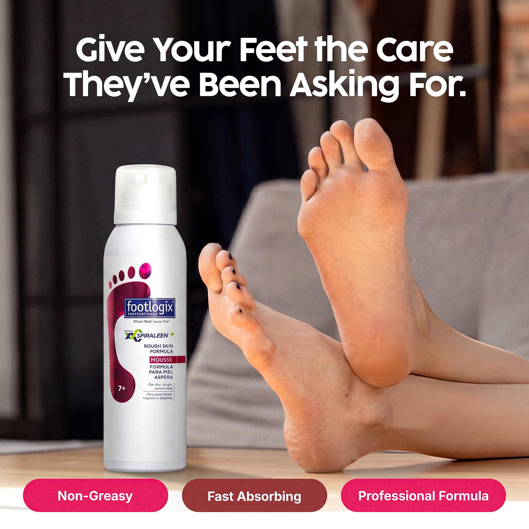 FOOTLOGIX Rough Skin Formula Foot Mousse with Urea, Spiraleen, Tea Tree Oil & Aloe Vera