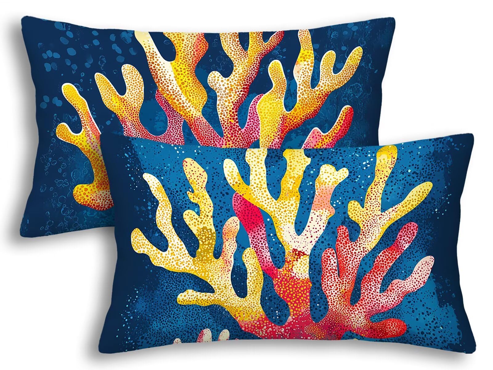 Taie oreiller 40x80 bleu en lot de 2 pour une décoration de salon chaleureuse sur le canapé