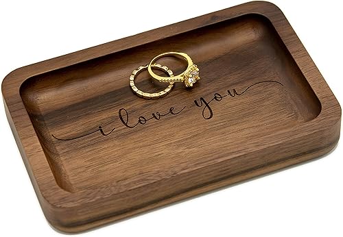 Miniatura 1 de MUUJEE I Love You - Plato para anillos  Bandeja rectangular de madera grabada pequeña para baratijas, boda, aniversario, cumpleaños, ideas de regalo