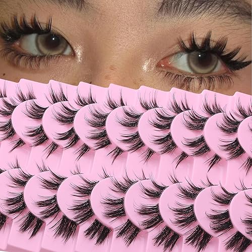 DSLONG Pestañas de manga en racimo, aspecto húmedo, efecto de pestañas húmedas de anime con puntas, extensiones de pestañas individuales,