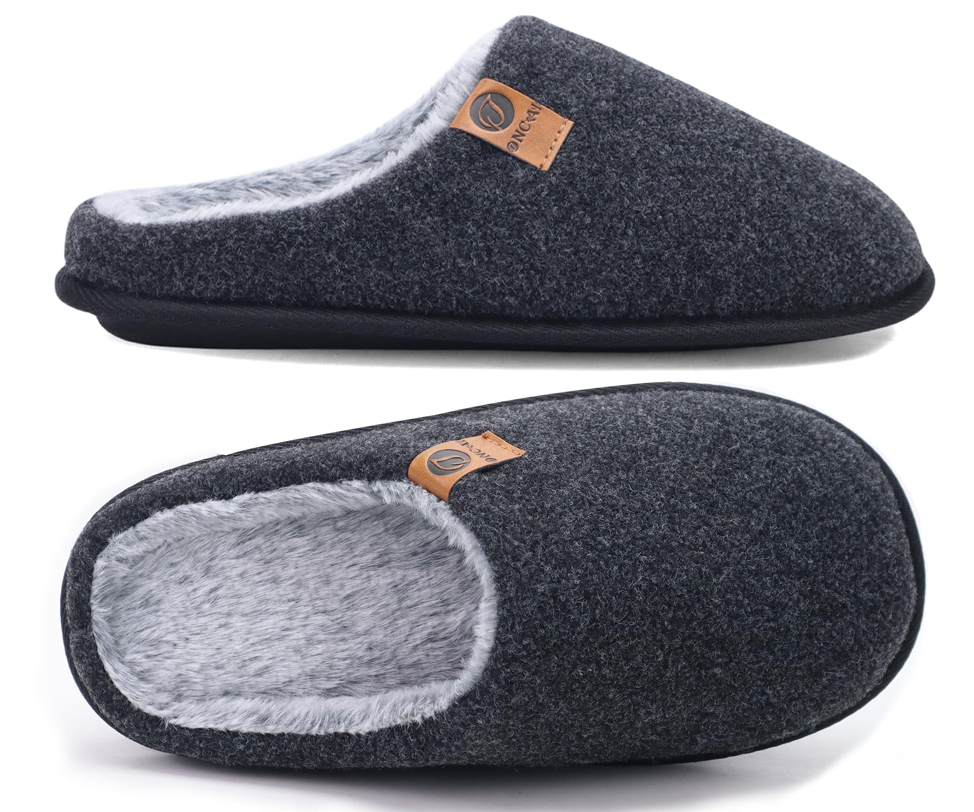 ONCAI Pantofole da Uomo Invernali, Comoda Memory Foam Calde Scarpe da Casa in Lana Con Suola Antiscivolo Taglia 40-49 EU